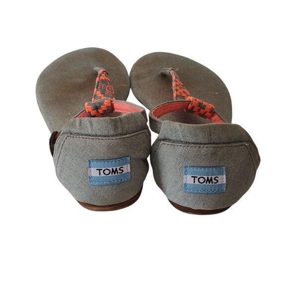 Toms Thong Sandals Southwestern Blue Orange Women Size 6 Ankle Strap FLAW - Picture 3 of 6